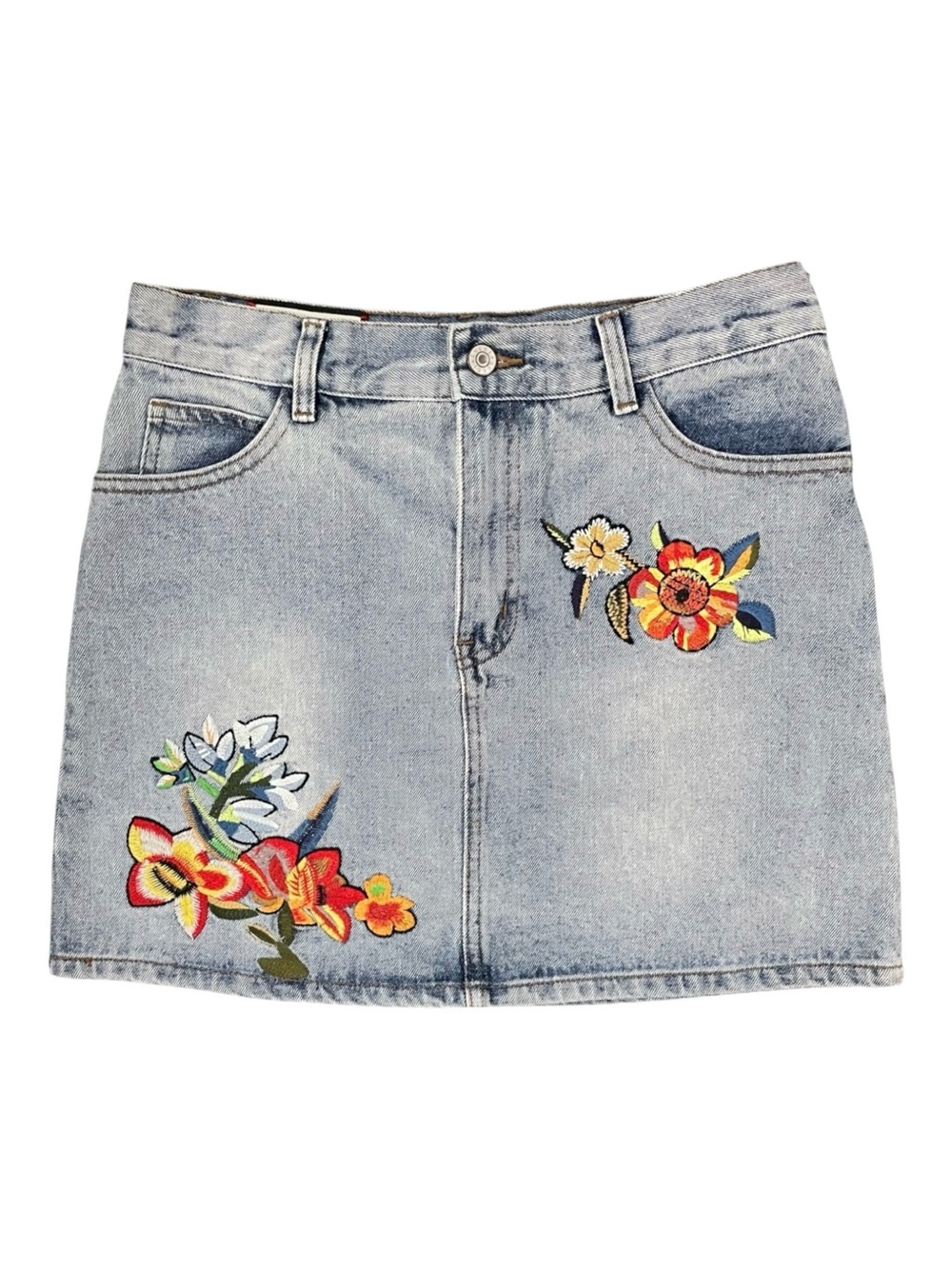 GUCCI Garden Floral Embroidered Denim Mini Skirt US 8 Medium - Picture 5 of 13